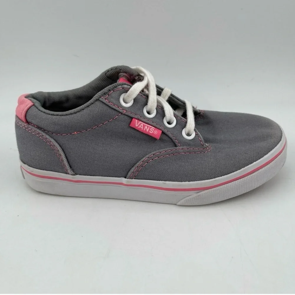 Vans Girl’s Atwood Off the Wall Grey Pink Cushioned Tongue Canvas Sneaker-SZ 11C